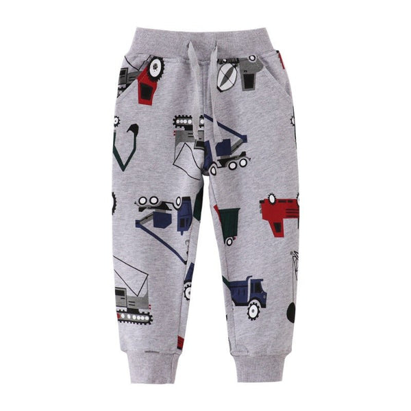 Toddler/Kid's Allover Excavators Print Design Gray Pants