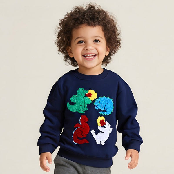 Toddler/Kid Boy Four Dinosaurs Embroidery Design Sweatshirt