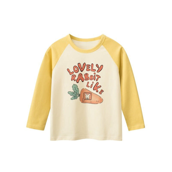 Toddler/Kid Girl Long Sleeve Rabbit Loves Carrot Print Design T-Shirt