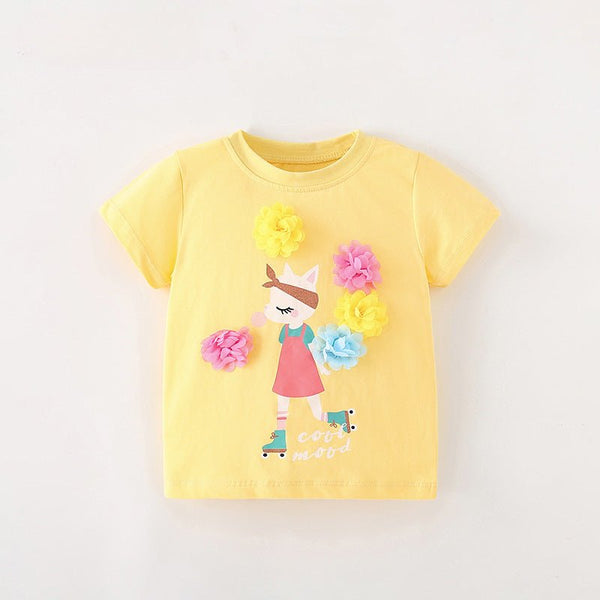 Toddler/Kid Girl's Summer Yellow Cartoon Design T-shirt