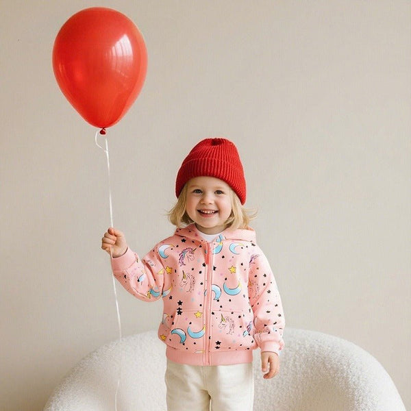 Toddler/Kid Girl Unicorn and Moon Print Design Pink Jacket