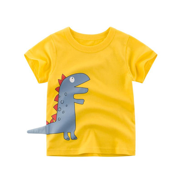 Premium Kids Cotton T-shirt with Small Dinosaur Pattern