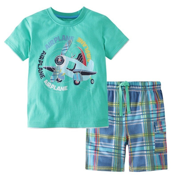 Toddler Boy's Short Sleeve Airplane Pattern Set