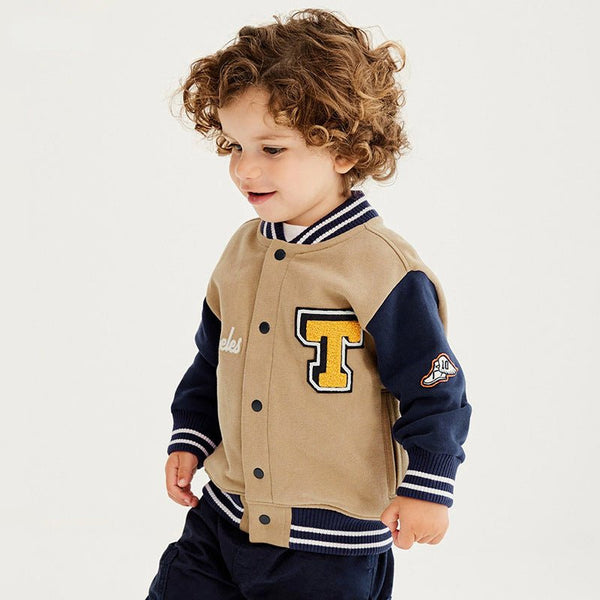 Toddler Boy Letter Print Design Brown Jacket