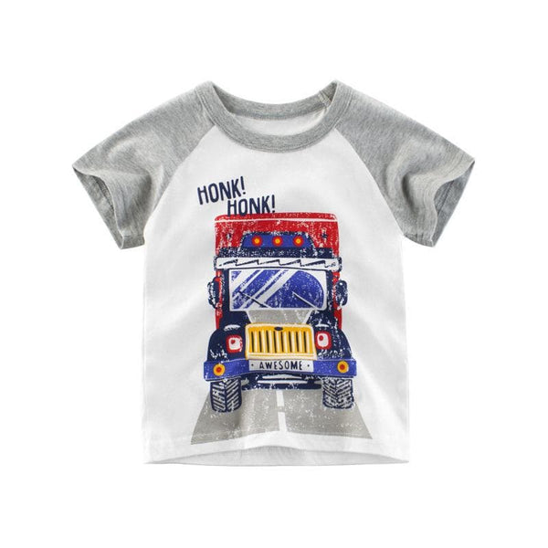 Toddler Boy's T-shirt with Cartoon Truck Pattern
