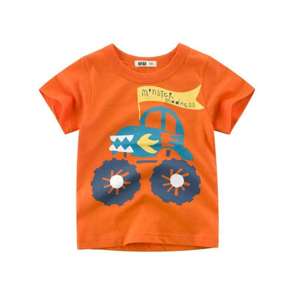 Baby Boy's Casual T-shirt with Cartoon Truck Pattern
