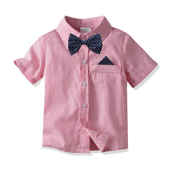 Toddler Boy Lapel Collar Button Design Short-sleeve Shirt