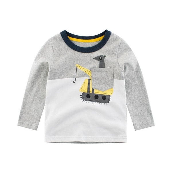 Toddler/Kid Boy Construction Truck Casual Long Sleeve Shirt