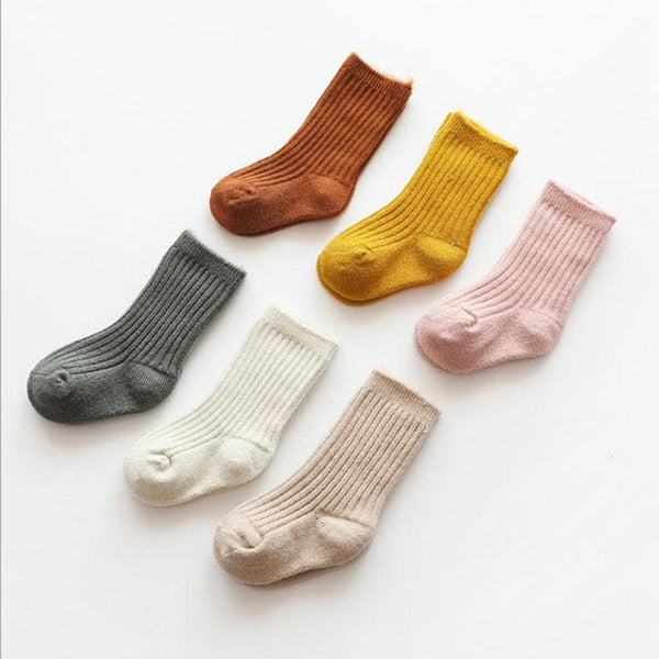Solid Color + Warm Fleece Casual Long Socks