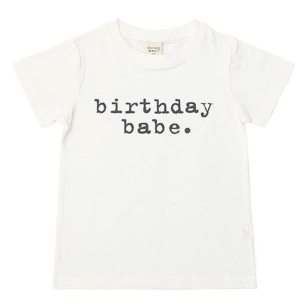 Unisex "Birthday Babe" Letter Pattern T-shirt