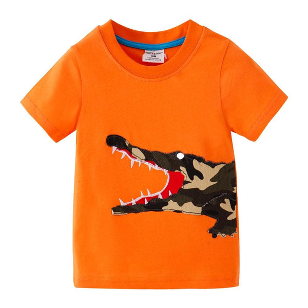 Baby Boy's Orange T-shirt with Crocodile Pattern