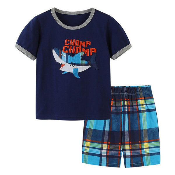 Boy's Shark Print Tee with Shorts Set