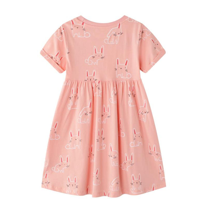 Premium Girl's Little Bunny Print Pink Dress – Kidsyard Greenland