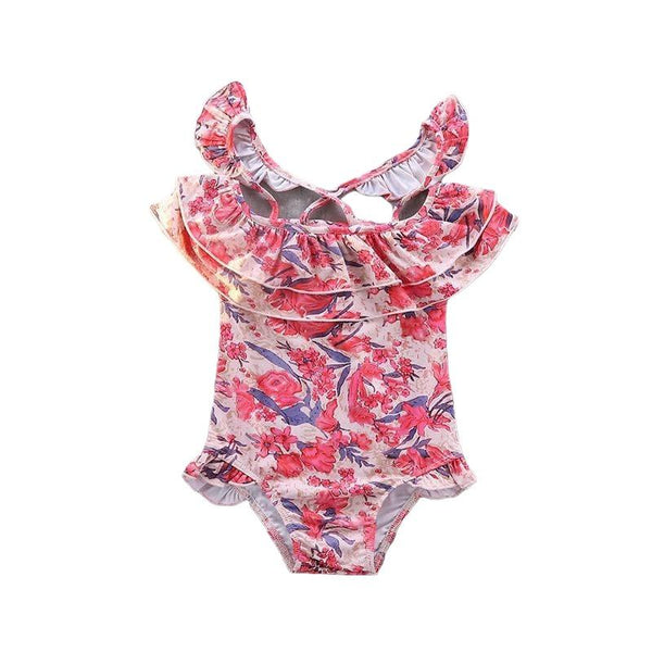 Toddler Girl's Cute Floral Print Swimsuit