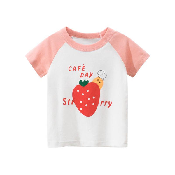 Toddler/Kid Girl's Strawberry Print T-shirt for Summer