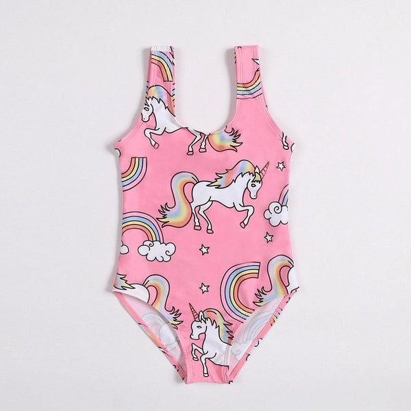 Toddler Girl Unicorn Cartoon Pattern Swimsuit