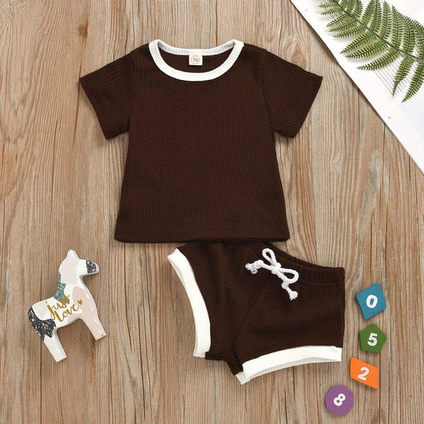 Baby Breathable Solid Top and Shorts Set
