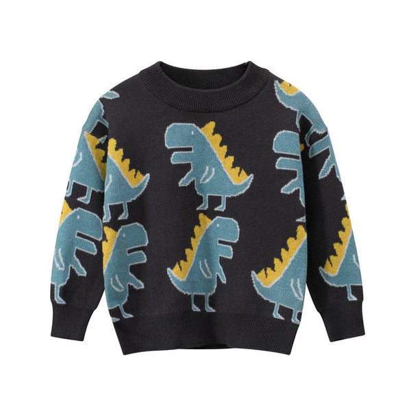 Premium Toddler Boy's Dinosaur Print Sweater