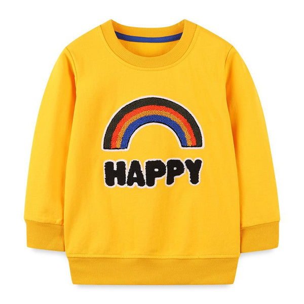 Premium Toddler Rainbow Print Yellow Sweatshirt