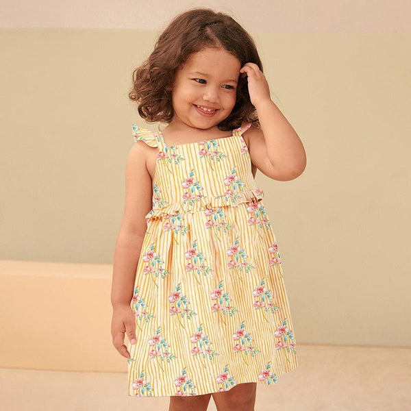 Toddler/Kid Girl's Yellow Floral Design Princess Dress