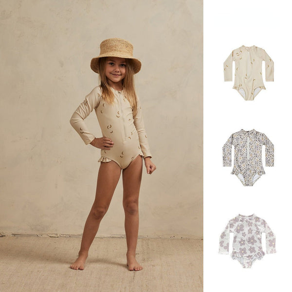 Baby/Toddler Girl Mix Prints Long Sleeve One-Piece Swimsuit (3 Designs)