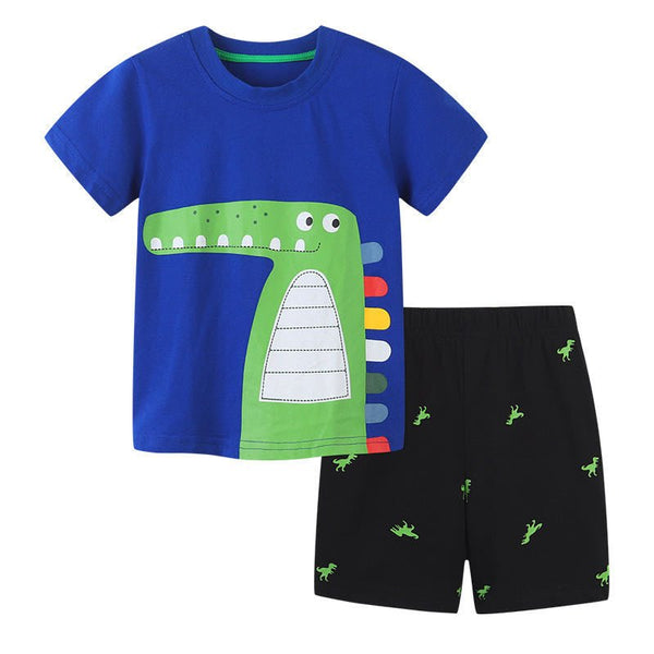 Toddler Boy's Dinosaur Print T-shirt with Pants Set