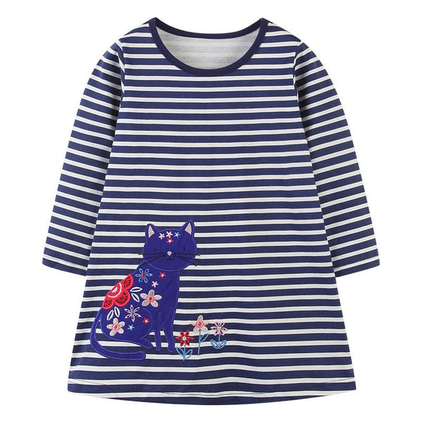 Toddler/Kid Girl's Long Sleeve Kitten Pattern Dress