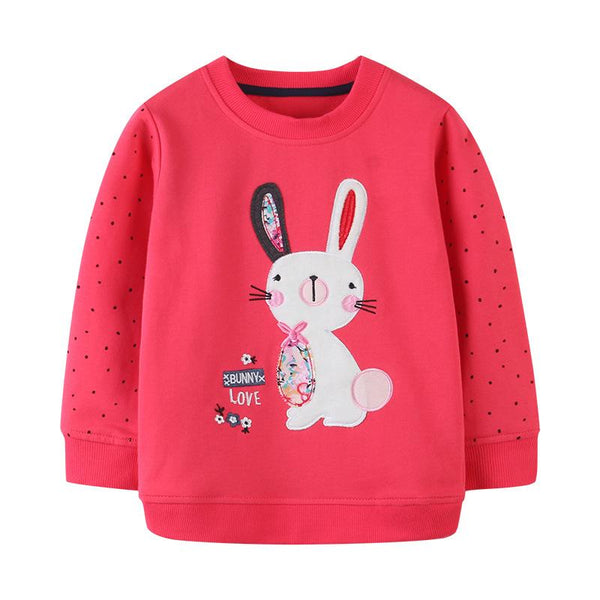 Toddler/Kid Girl's Bunny Print Red Sweatshirt