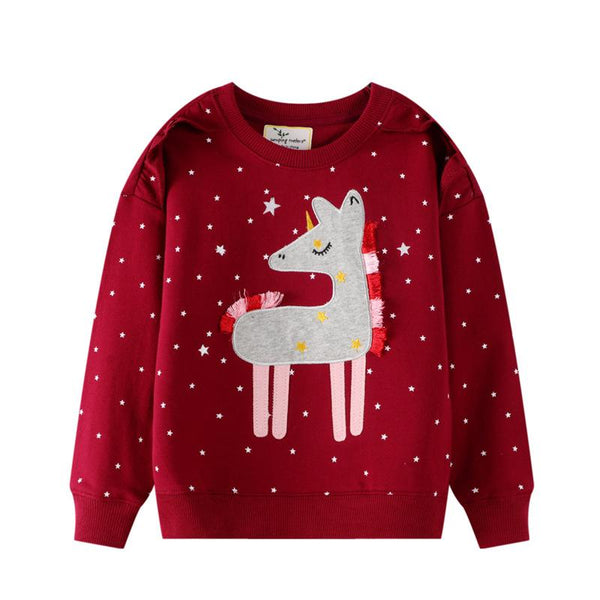 Toddler Girl's Unicorn Print Casual Pullover Sweatshirt