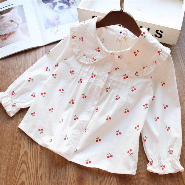 Baby/Toddler Girl Fruits Print Long Sleeve Dress Shirt (3 Designs)