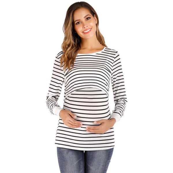Maternity Stripes Casual Long Sleeve Nursing Top