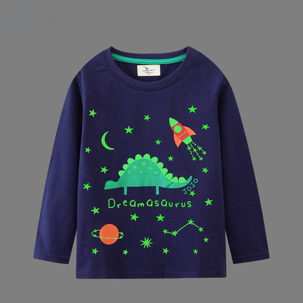 Toddler/Kid Boy's Long Sleeve Dinosaur Cotton Top