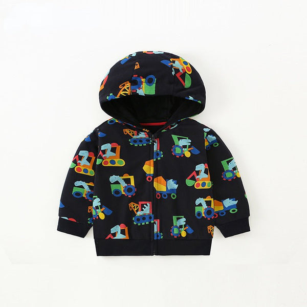 Toddler/Kid Boy Colorful Vehicles Print Hooded Jacket