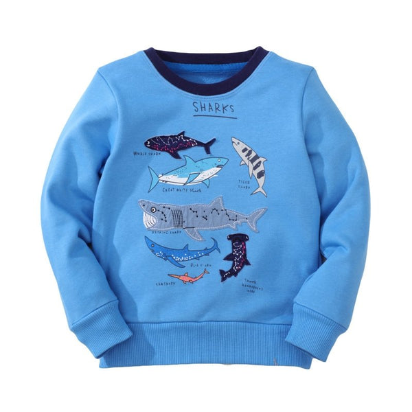 Boy's Blue Shark Print Casual Sweatshirt