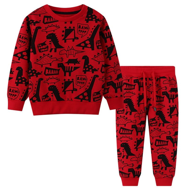 Toddler/Kid Boy's Full Dinosaur Print Sweatshirt and Pants Set