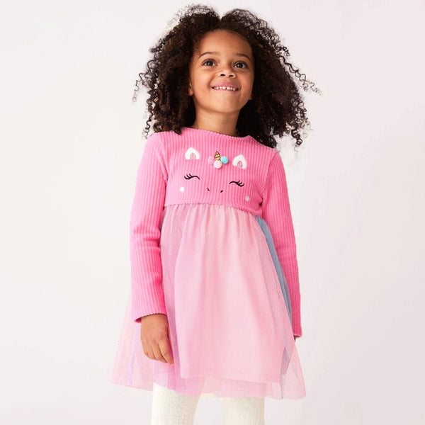 Toddler/Kid Girl's Long Sleeve Cartoon Design Dress