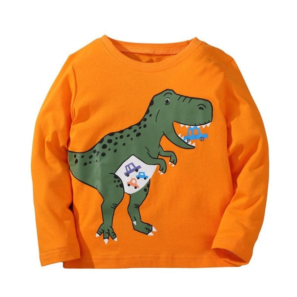 Toddler Boy's Dinosaur Print Orange T-shirt