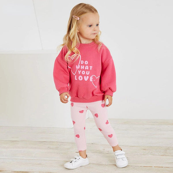 Toddler/Kid Girl "Do What You Love" Pink Sweatshirt and Leggings Set