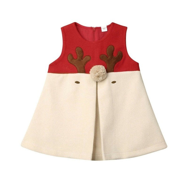 Baby Girl's Christmas Reindeer Sleeveless Dress