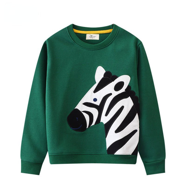Toddler/Kid's Green Cartoon Zebra Design Sweatshirt