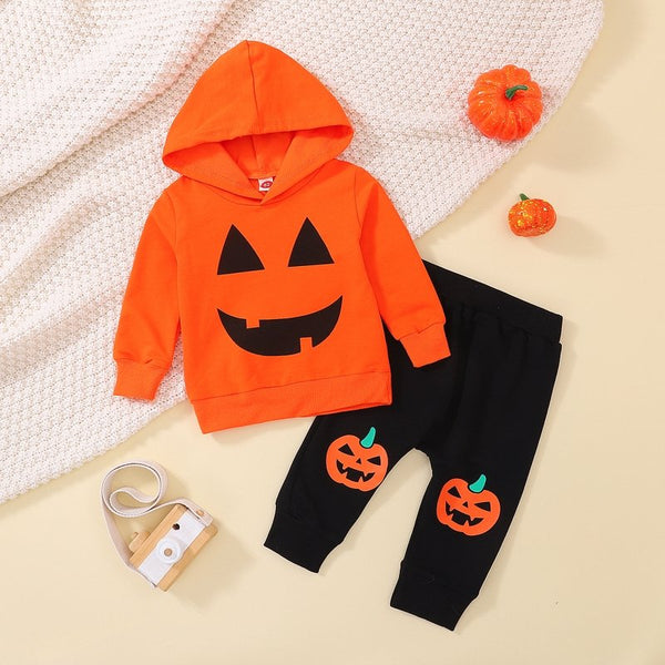 Baby/Toddler Festive Halloween Pumpkin Design Hoodie and Pants Set