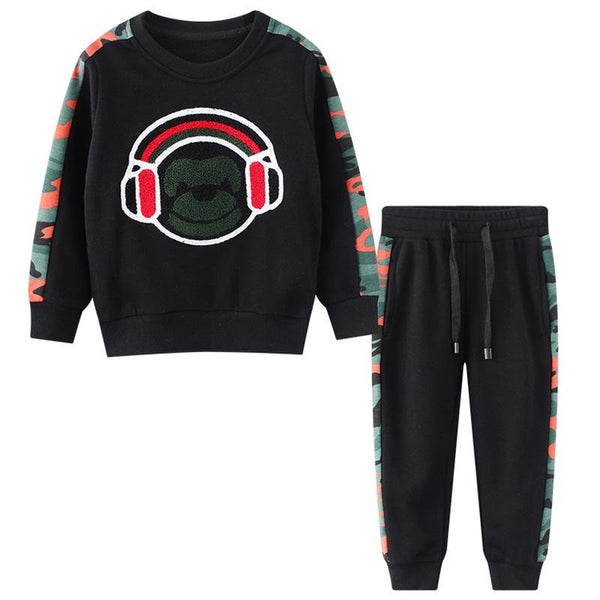 Baby's Casual Black Sweatshirt Set