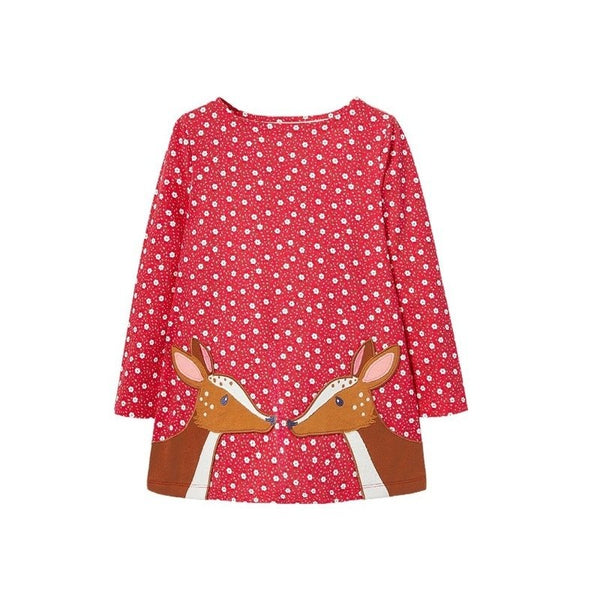 Toddler Girl's Long Sleeve Christmas Red Dress