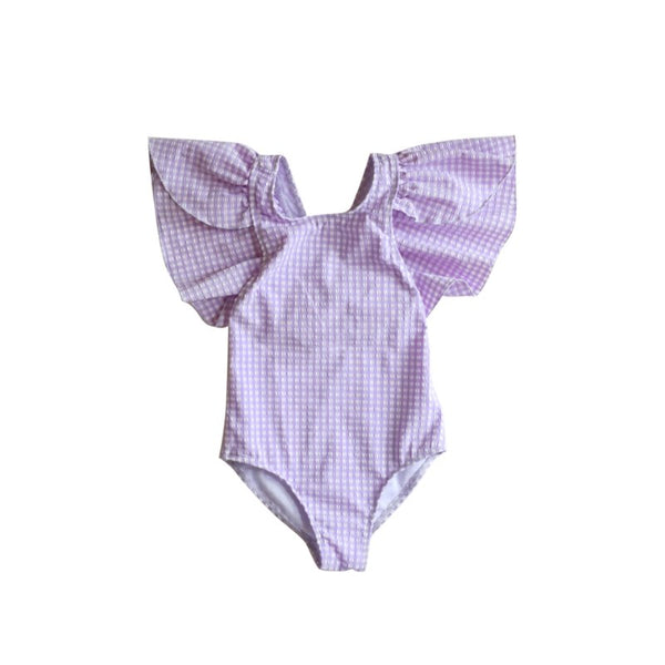 Toddler/Kid Girl Butterfly Style Sleeves One-Piece Swimsuit with Hair-Cap