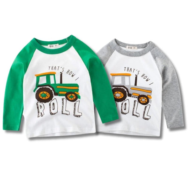 Toddler/Kid "That's How I Roll" Truck Print Long Sleeve Shirt (2 Colors)