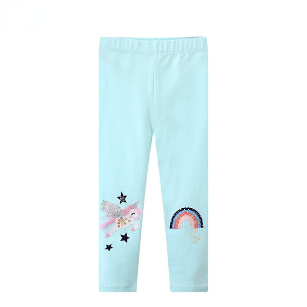 Toddler/Kid Girl's Blue Leggings with Rainbow and Unicorn Design