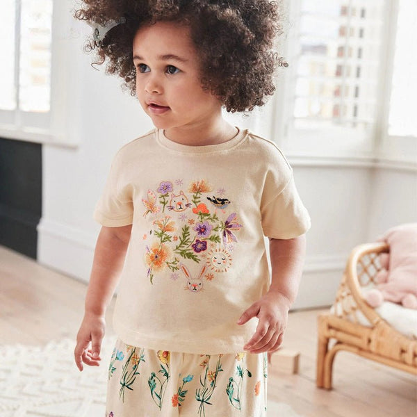 Toddler/Kid Girl's Floral Design Tee with Shorts Set