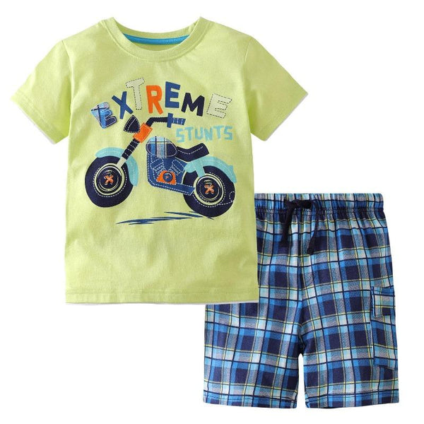 Toddler/Kid Boy's Motorcycle Print T-shirt and Shorts Set