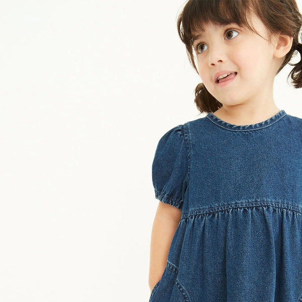 Toddler/Kid Girl's Short Sleeve Denim Dress