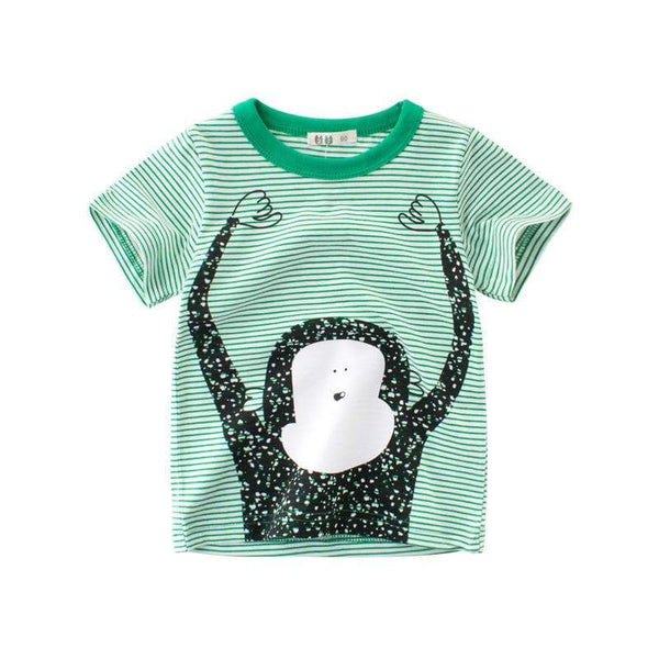 Toddler/Kid Cartoon Monkey Green Stripes T-shirt